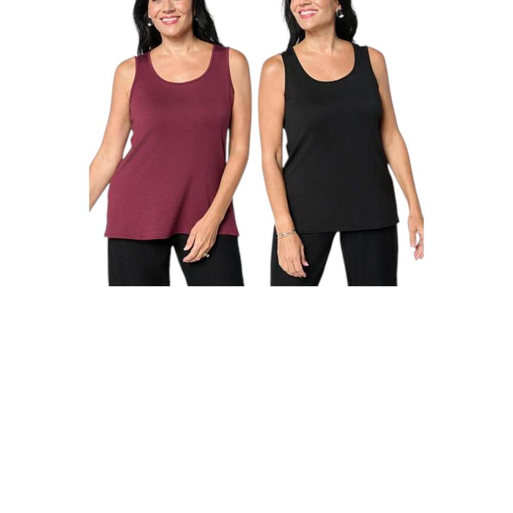 WynneLayers Women's 2pk Scoop Neck Tank Burgundy/Black - Regular